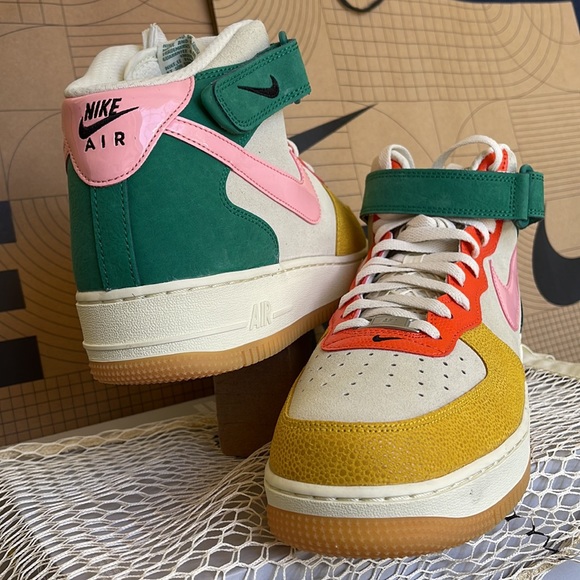 Nike Air Force 1 Mid NH Coconut Milk/Bleached Coral Mn Vivid Sulfur Rush Orange - Picture 4 of 16